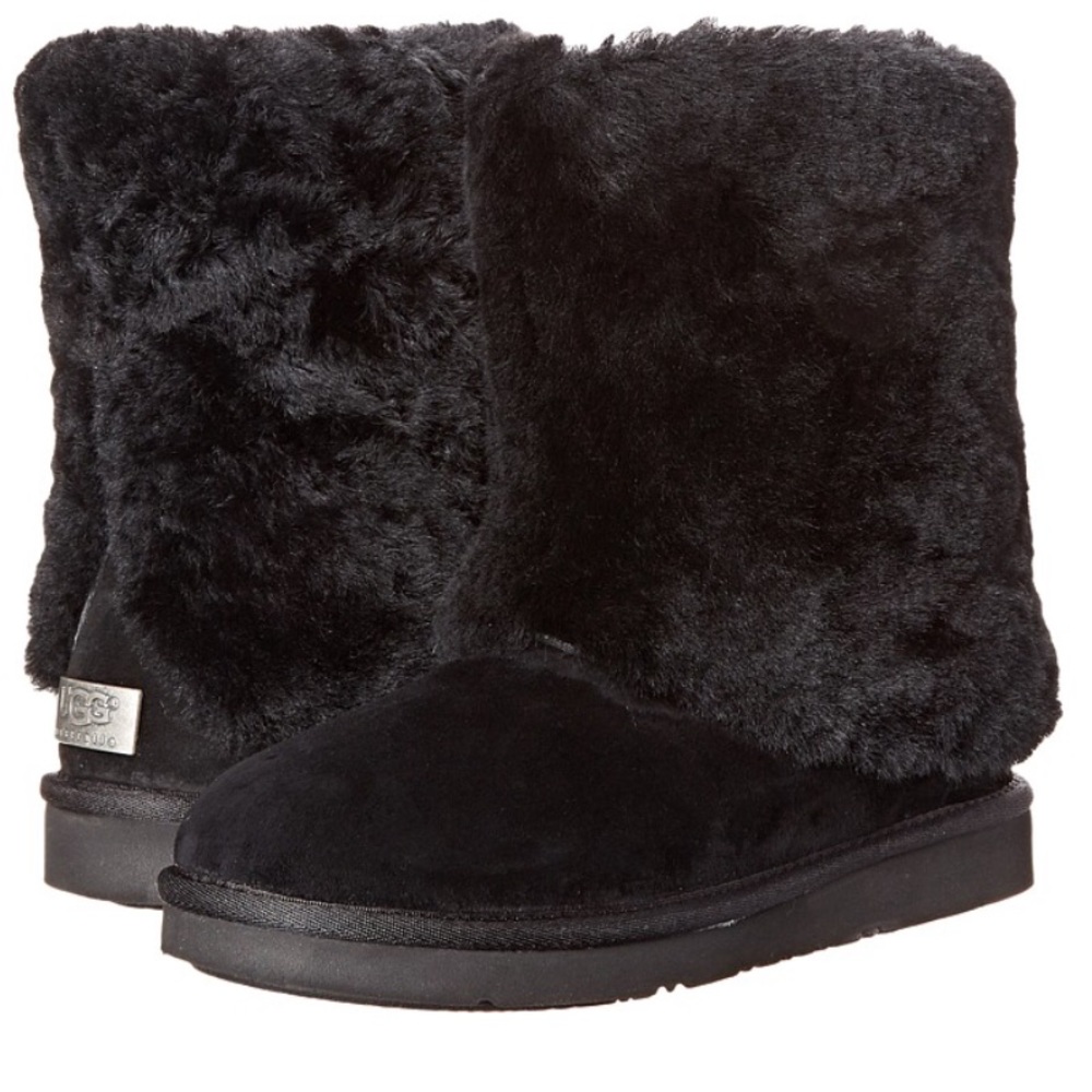 Ugg collection black fur boots with original box